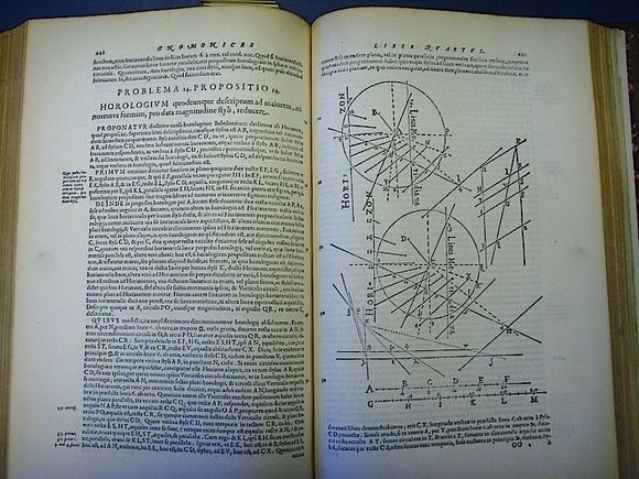 Book 4 of Christoph Clavius, Gnomonices Libri Octo, published in Rome in 1581 (533.k.2, pp. 442-43).