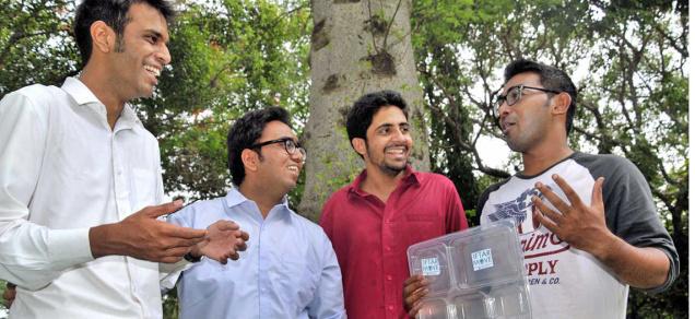 Young entrepreneurs:Kareem, Umair Abdullah, Sharjeel Siddiqui and Syed Adil the team behind the startup ‘Iftar Move’, a food delivery service that caters to people fasting during the Ramzan season in Hyderabad.- Photo: G. Ramakrishna