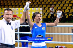 Nikhat Zareen Thailand's Jutamas Jitpong in the semi-final. (Photo Credit: @BFI_Official)